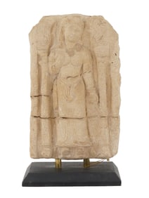 INDIAN APSARA CARVED SAND STONE SLAB SCULPTURE