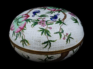 LARGE VINTAGE CHINESE CLOISONNE ENAMEL TRINKET BOX