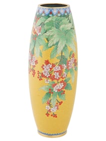 LARGE TALL CHINESE CLOISONNE ENAMEL VASE MARKED