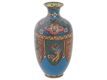 CHINESE POLYCHROME CLOISONNE ENAMEL GOLDSTONE VASE