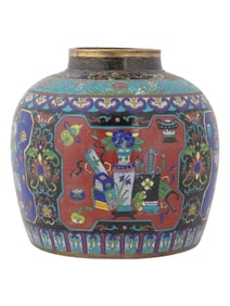 ANTIQUE CHINESE QING CLOISONNE ENAMEL COPPER VASE
