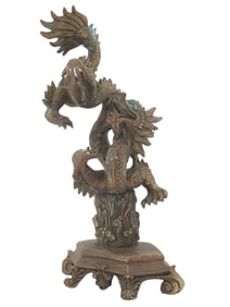 CHINESE ZODIAC BRASS SCULPTURE OF FLYING DRAGON