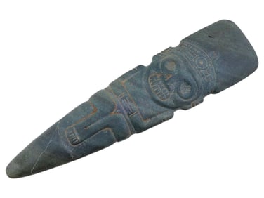 ANCIENT PRE COLUMBIAN CARVED HARDSTONE RITUAL PENDANT