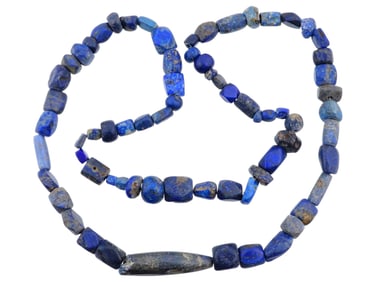 ANCIENT CARVED LAPIS LAZULI BEADED DESIGN NECKLACE