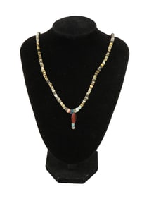 ANCIENT ROMAN GLASS BEAD CARNELIAN SILVER NECKLACE