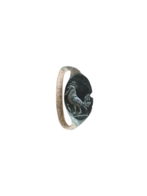 ANCIENT GRECO ROMAN ENGRAVED IMAGE BRONZE RING