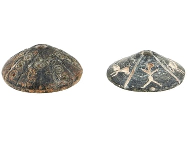 ANCIENT ROMAN STEATITE SPINDLE WHORLS 100 TO 300 AD