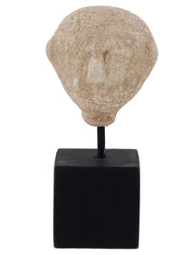 ANCIENT NEAR EASTERN HAND CARVED STONE HEAD IDOL