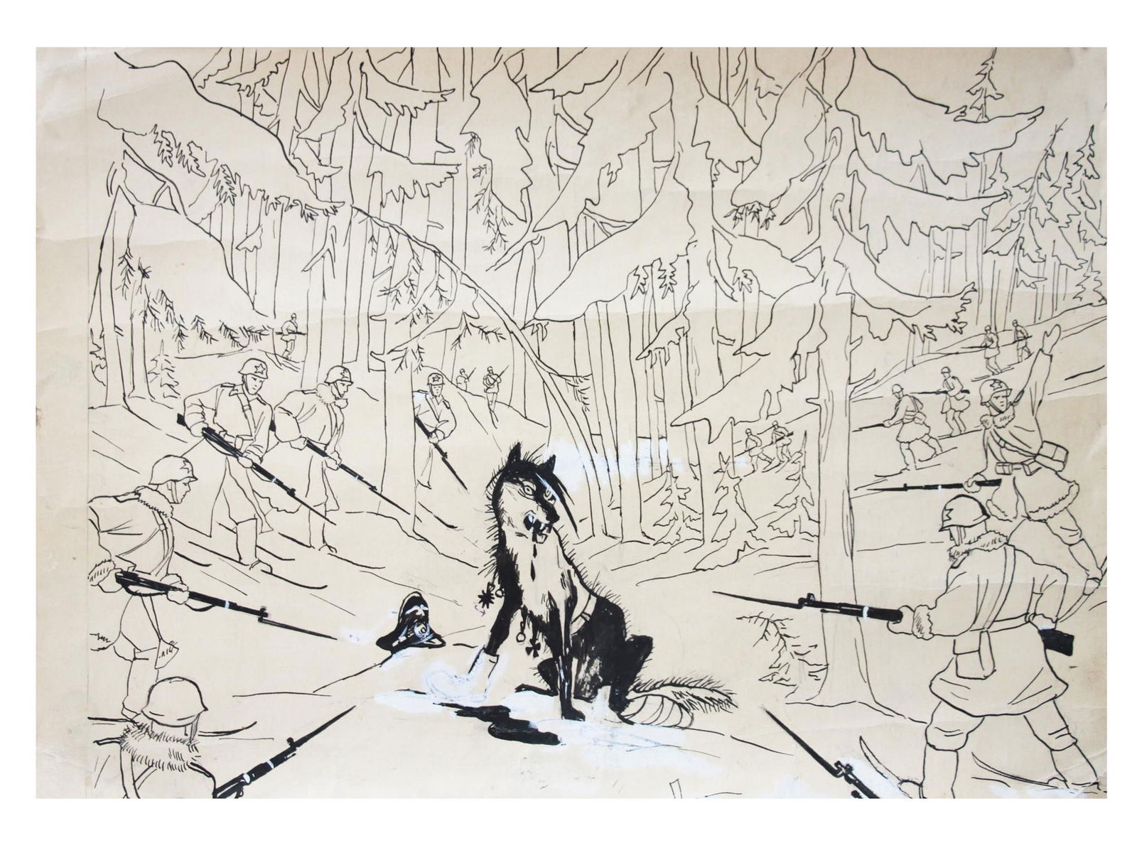 A N. DOLGORUKOV SOVIET WWII ILLUSTRATION PAINTING (1 of 5)