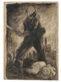 A E. MALOLETKOV SOVIET WWII ILLUSTRATION PAINTING