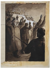 A E. MALOLETKOV SOVIET WWII ILLUSTRATION PAINTING