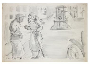 WWII ARMENIAN SOVIET ERA ILLUSTRATION INK PAINTING