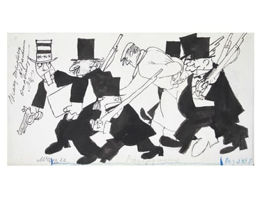 PRE WWII SOVIET CARICATURE PAINTING BY CHEREMNYKH