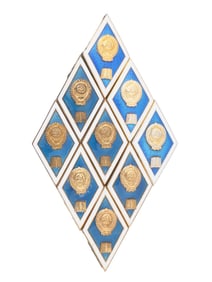 VINTAGE RUSSIAN SOVIET COLLAGE OF GRADUATION BADGES