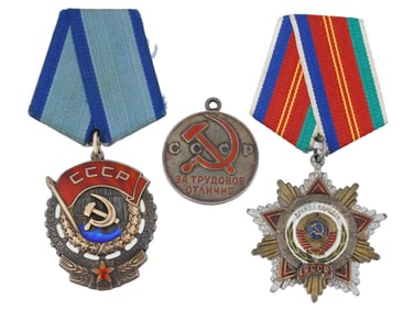 COLLECTION OF THREE VINTAGE RUSSIAN SOVIET MEDALS