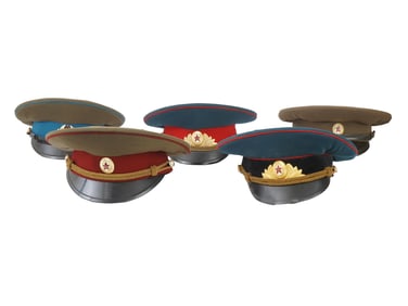 COLLECTION OF RUSSIAN SOVIET ARMY UNIFORM CAPS