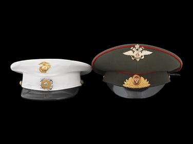 US COAST GUARD AND RUSSIAN MILITARY PEAKED CAPS