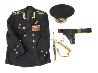 SOVIET ERA ATOMIC SUBMARINE JACKET CAP BELT AND DAGGER