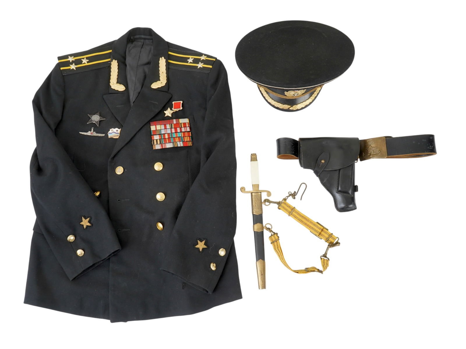 SOVIET ERA ATOMIC SUBMARINE JACKET CAP BELT AND DAGGER (1 of 8)