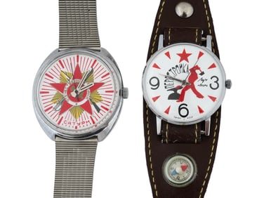 TWO RUSSIAN SOVIET ERA LUCH SATURN WRISTWATCHES