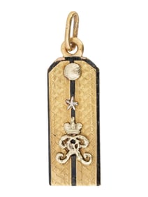 RUSSIAN IMPERIAL 14K GOLD SHOULDER BOARD PENDANT