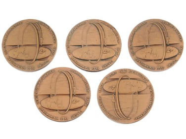 EUROPE RUSSIAN AMERICAN SPACE NASA FLIGHT BRONZE 5 MEDALS