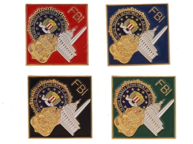 COLLECTION OF AMERICAN FBI ENAMEL GOLD TONE PINS