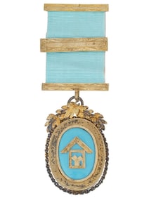 BRITISH AMERICAN MASONIC GOLD SILVER ENAMEL AWARD MEDAL