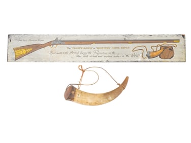 ANTIQUE AMERICAN GUN POWDER HORN FLASK