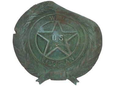 EARLY 20TH C US WAR VETERAN BRONZE GRAVE MARKER