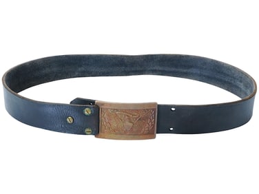 ANTIQUE AMERICAN CIVIL WAR BRASS BUCKLE LEATHER BELT