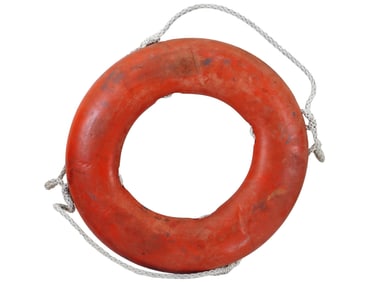ANTIQUE 1900S BRITISH AMERICAN MARINE LIFEBUOY W ROPE