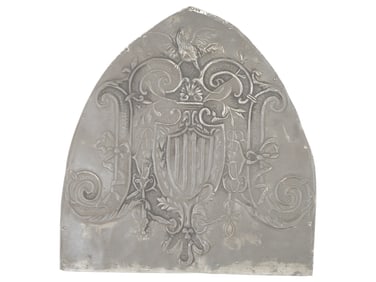 ANTIQUE FRENCH SHAKO HAT PLATE BADGE WITH ROOSTER