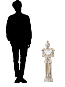 VINTAGE SILVER PATINATED FIGURINE OF KNIGHT IN ARMOR