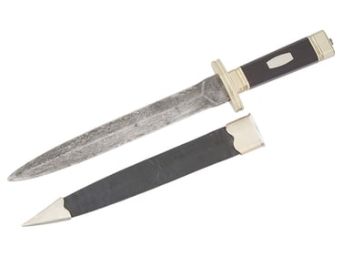 RARE ANTIQUE ROSEWOOD SILVER DAMASCUS BOWIE KNIFE