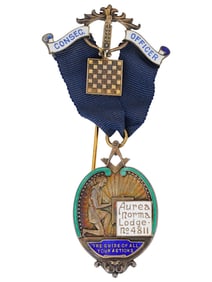 BRITISH MASONIC GILT SILVER ENAMEL OFFICER MEDAL