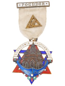 BRITISH STAR OF DAVID MASONIC GILT SILVER ENAMEL MEDAL