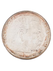 PRE WWII NAZI GERMAN 5 REICHSMARK 900 SILVER COIN 1935