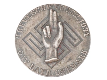 NAZI GERMAN 1934 NSDAP SA TREUESCHWUR SILVER OATH BADGE