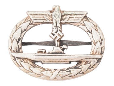 WWII NAZI GERMAN SILVER KRIEGSMARINE U-BOAT BADGE