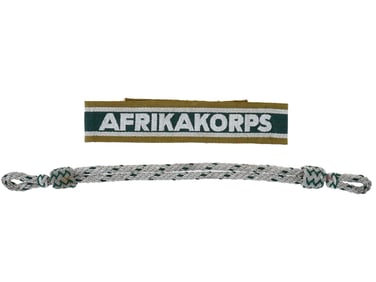 WWII TYPE GERMAN AFRIKA KORPS ARMBAND AND HAT CORD