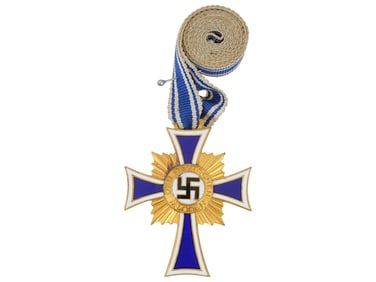 WWII GERMAN NAZI BRASS HONOUR MOTHER CROSS W RIBBON
