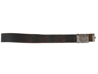 NAZI GERMAN WWII TYPE SS LEATHER BELT W STEEL BUCKLE