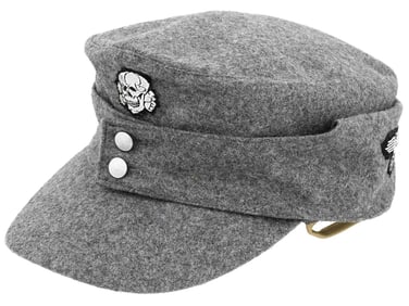 WWII NAZI GERMAN WAFFEN SS GREY WOOL FIELD CAP