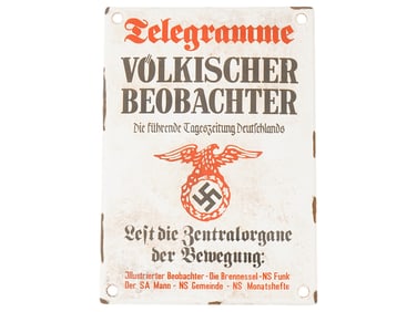 WWII ERA GERMAN VOLKISCHER BEOBACHTER STREET SIGN