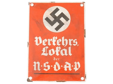 WWII TYPE GERMAN NSDAP ENAMELED METAL WALL SIGN