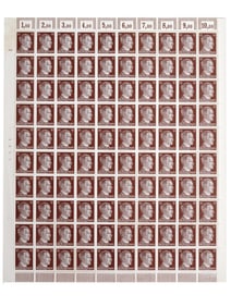 SHEET OF WWII GERMAN REICH HITLER POSTAGE STAMPS