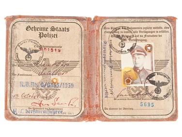 WWII TYPE GERMAN GESTAPO ID DOCUMENT 1939