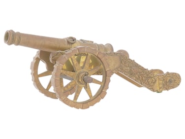 VINTAGE DECORATIVE MINIATURE BRONZE CANNON MODEL