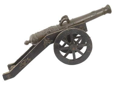 NORTHERN EUROPEAN BRONZE NAVAL CANNON CARRIAGE REPLICA